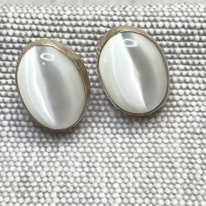 Vintage White Cat’s Eye Post Earrings